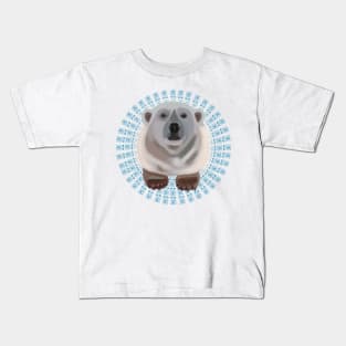 Polar Bear on blue bear pattern Kids T-Shirt